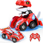 Coche RC transformador de dinosaurios con luces LED, conversión de robot de