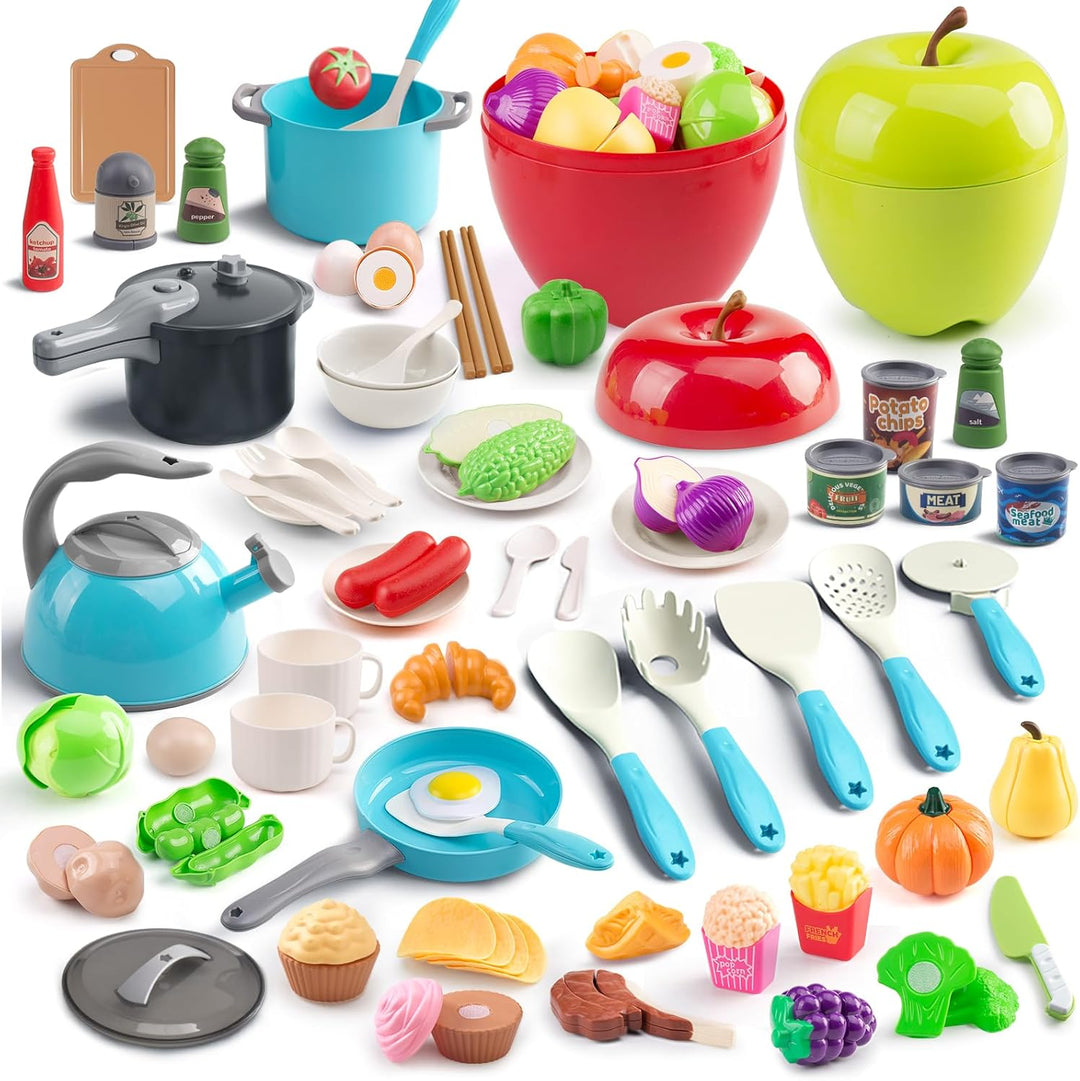 Juego de cocina de 100 piezas, ollas de juego de simulación para ni...