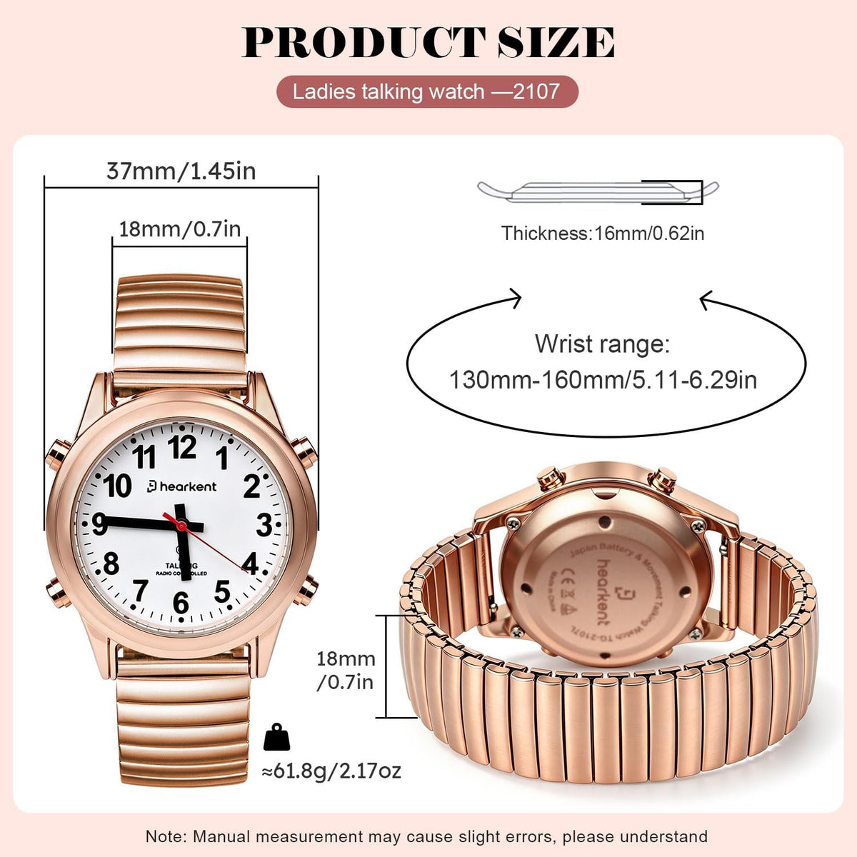 Hearkent El reloj parlante inglés americano atómico habla hora clara y fuerte, la banda elástica de fecha y hora de alarma es el mejor regalo para personas mayores, con discapacidad visual o personas
