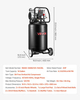 VEVOR Compresor de aire de 14 galones, 2HP 4.3 SCFM a 90PSI, tanque...