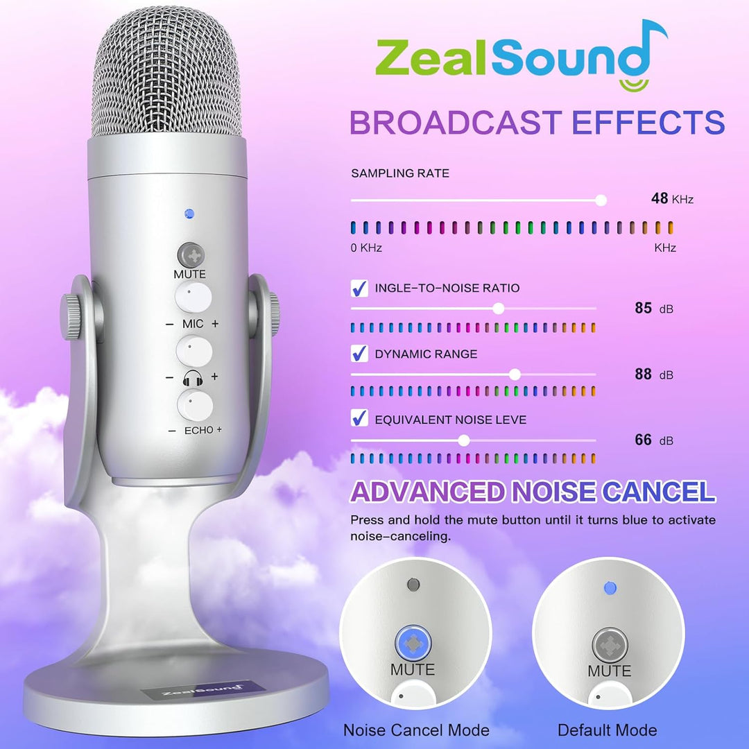 ZealSound Micrófono USB, micrófono condensador de computadora, micr...