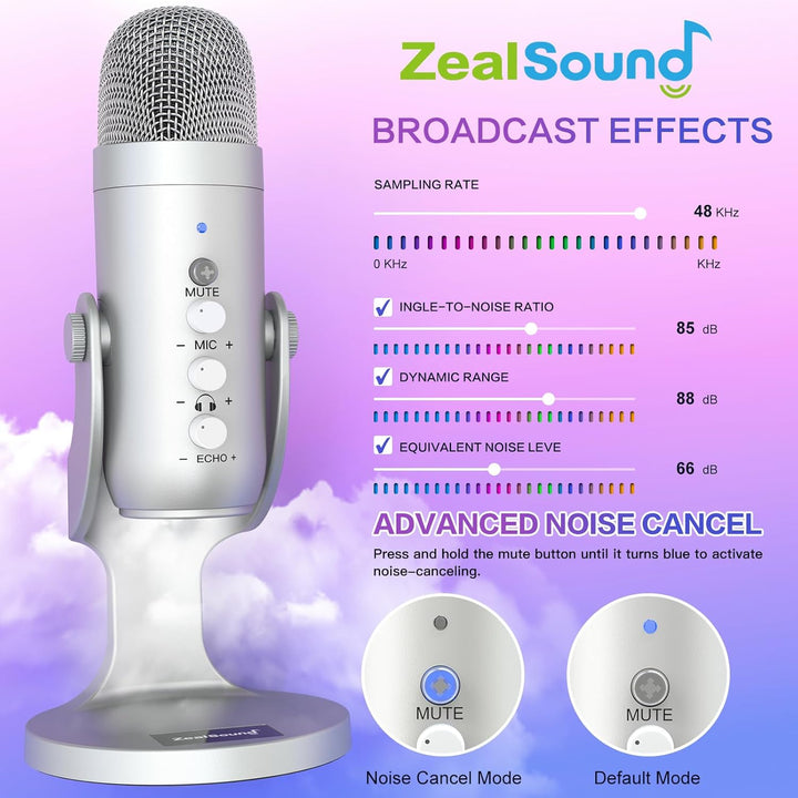 ZealSound Micrófono USB, micrófono condensador de computadora, micr...