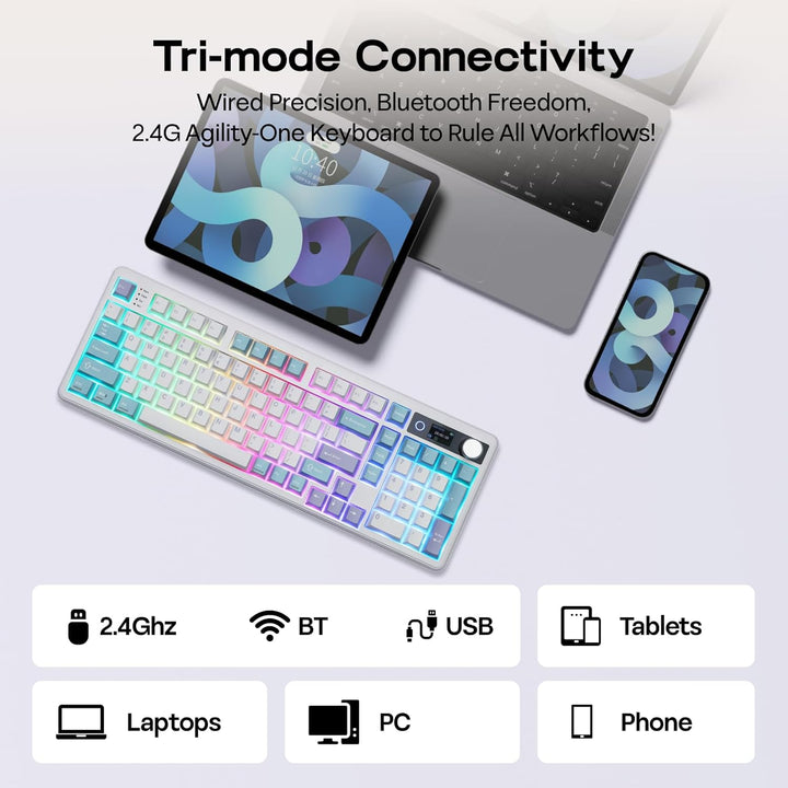 EPOMAKER TH99 PRO Teclado mecánico 96% con pantalla y perilla, 1000...