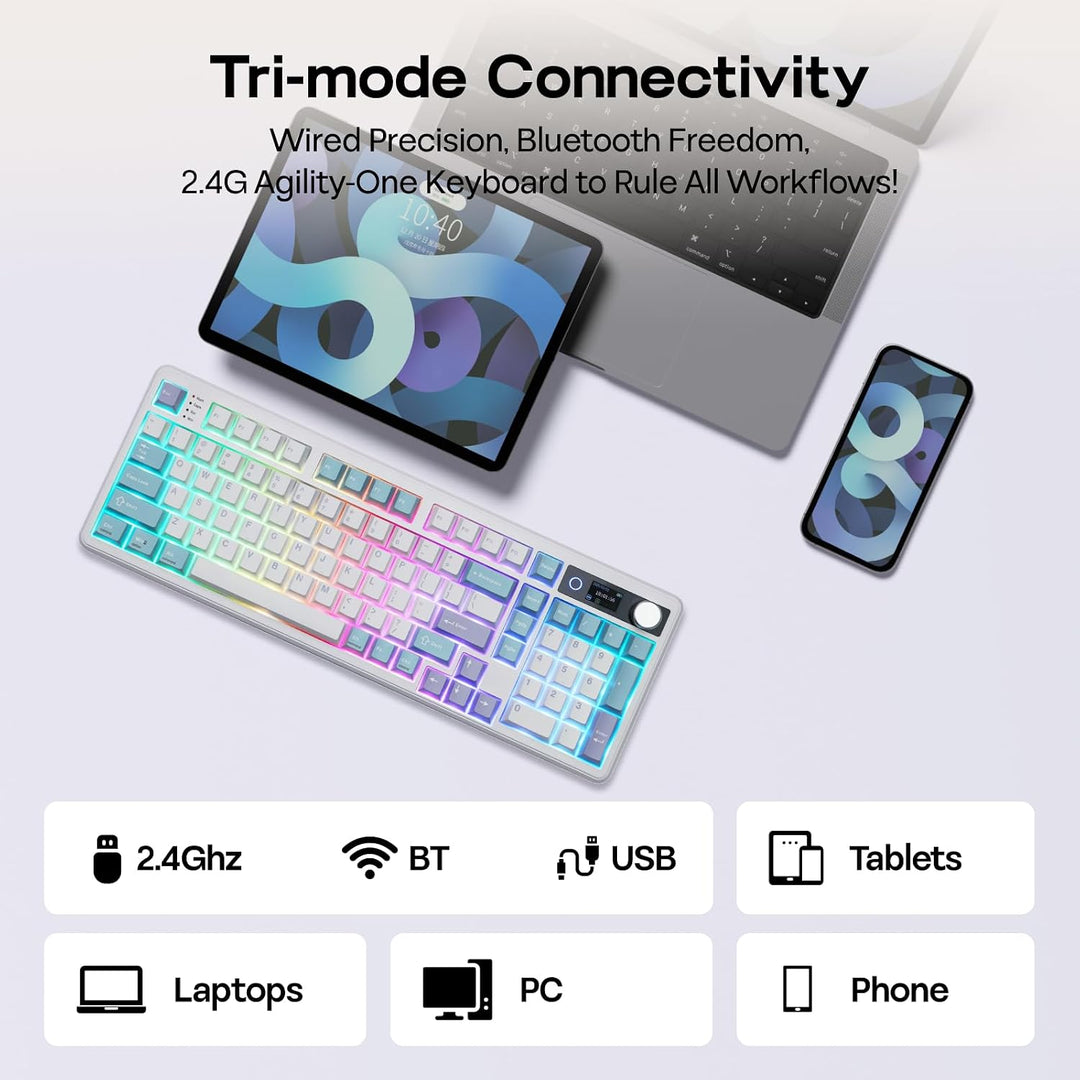EPOMAKER TH99 PRO Teclado mecánico 96% con pantalla y perilla, 1000...