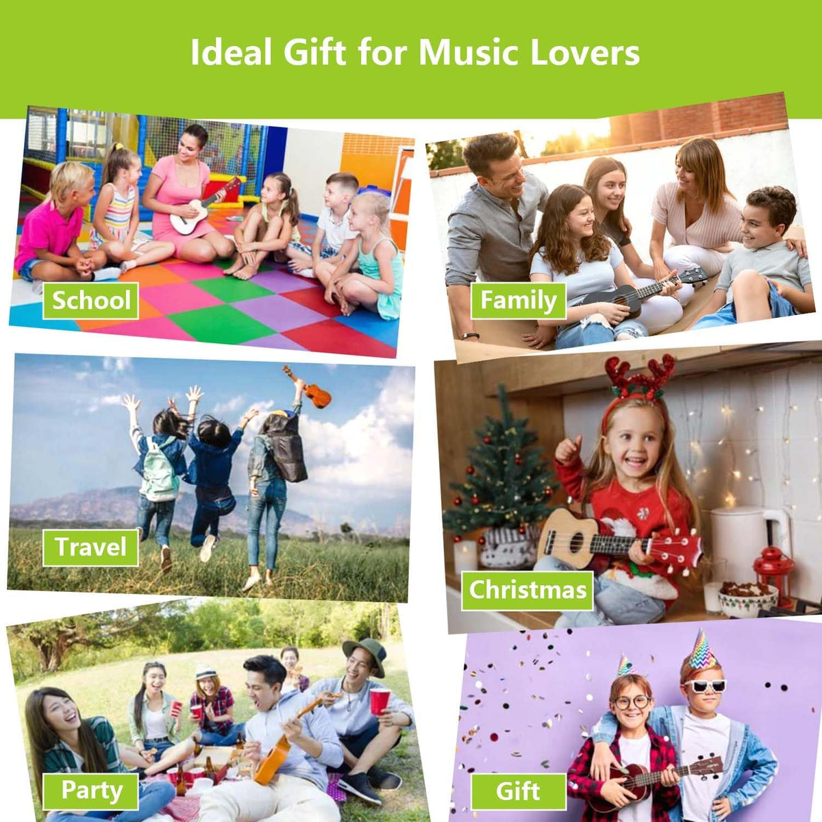 Ukelele de 21 pulgadas para principiantes, kit de ukelele soprano de tilo para niños, adultos, estudiantes, principiantes, mini guitarra, paquete de ukelelee con libro, bolsa de concierto