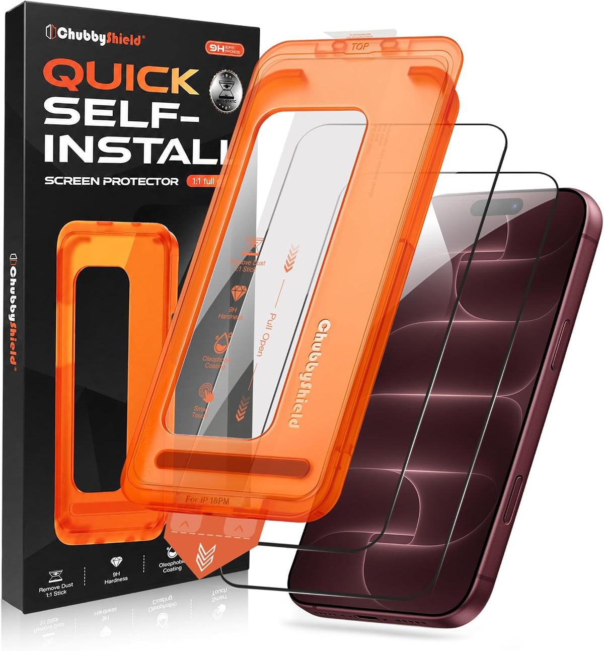 chubbycable Paquete de 2 protectores de pantalla para iPhone 18 Pro Max HD