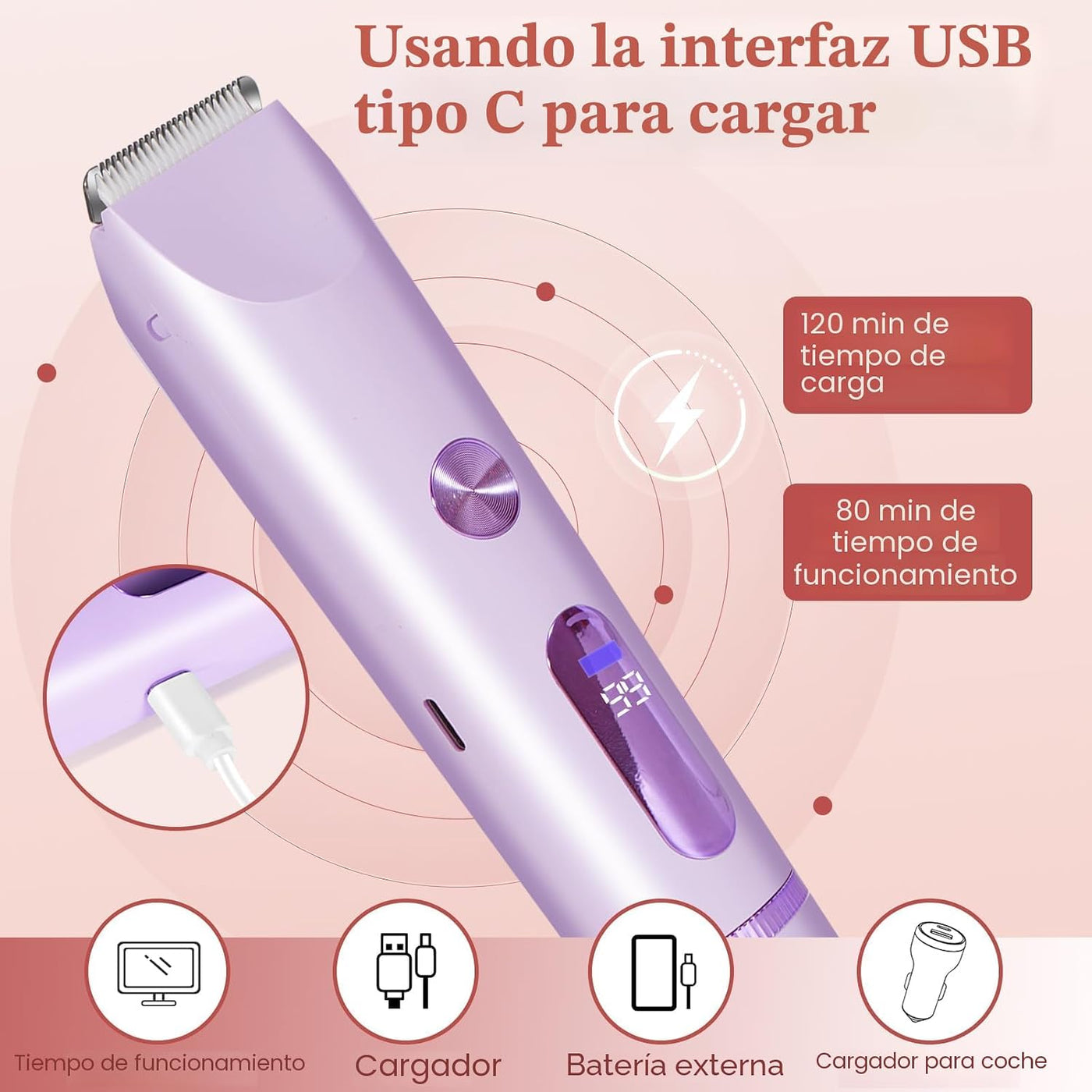 Recortadora de Bikini para Mujeres 2en1 Depiladoras de Alta Potenci...