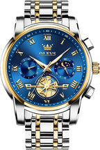 OLEVS Relojes para hombre, resistente al agua, de lujo, gran cara, reloj analógico de cuarzo de acero inoxidable, relojes de vestir analógicos para hombre, luminoso, multifuncional, reloj de hombre