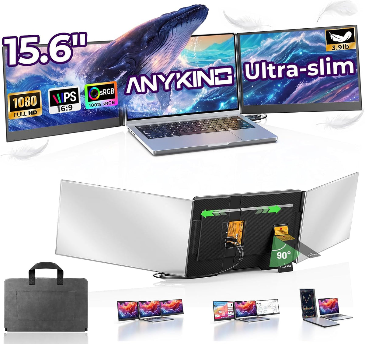 Extensor de pantalla para laptop de 15.6 pulgadas, monitor portátil...