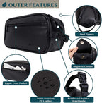 PAVILIA - Neceser para hombre, kit de afeitado para viaje, neceser de viaje para hombres, organizador de artículos de aseo para el cuidado personal, bolsa de cosméticos de cuero sintético resistente