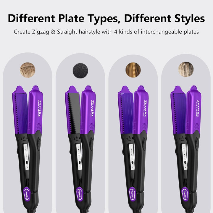 Terviiix Plancha para el cabello con 4 placas intercambiables, plan...