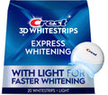 Crest 3D Whitestrips Express Blanqueamiento con luz, Whitestrips 3D White, 10 Unidades