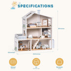ROBUD Casa de Muñecas, Casa de Muñecas de Madera con 6 Habitaciones, 29 Piezas de Accesorios Realistas, Juego de Casa de Muñecas para Muñecas de 4-6 Pulgadas, Regalos para Niños y Pequeños, Estilo