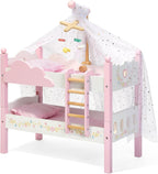 OOOK Litera 2 en 1 para muñeca de 18 pulgadas con tul, ropa de cama