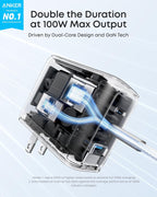 Anker - Cargador USB C de 100 W, cargador de teléfono GaN de 3 puertos con pantalla inteligente