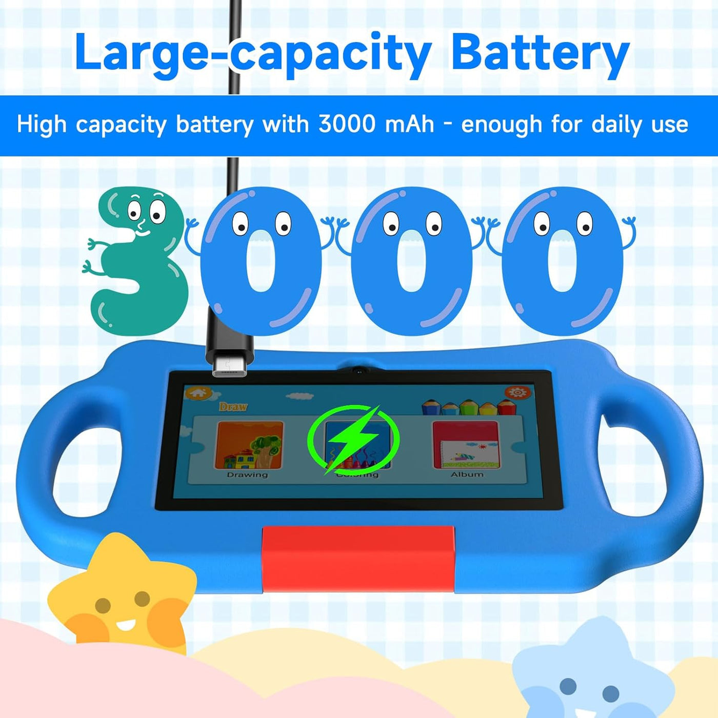 Vyrolina - Tableta infantil de 7 pulgadas, 4 GB de RAM, 32 GB, fund...