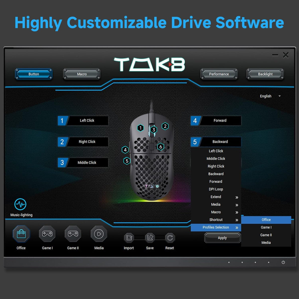 TMKB Falcon M1SE Ultraligero Ratón de Juego de Panal, Sensor Óptico...