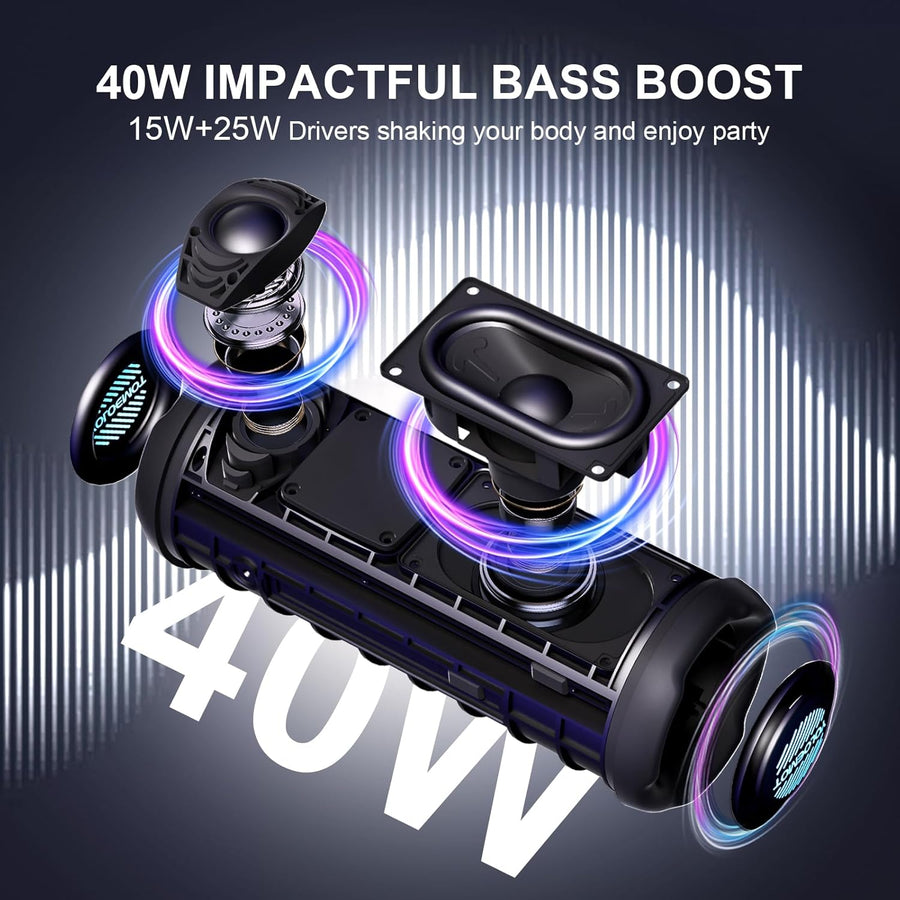 YOLOEMO - Altavoz Bluetooth portátil de 40 W, graves profundos mejo...