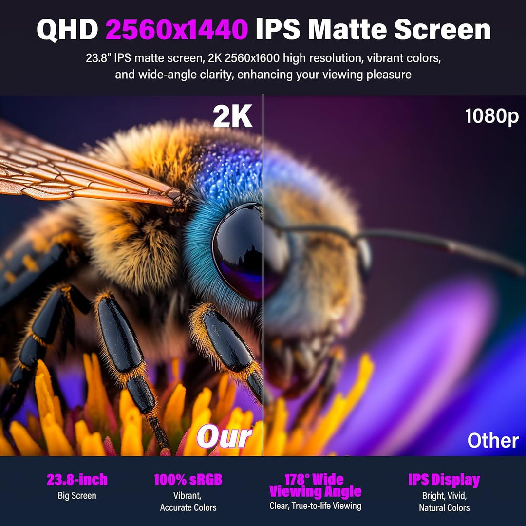 Monitor portátil para juegos 2K 180Hz, 23.8 pulgadas, 2560 x 1440 Q...