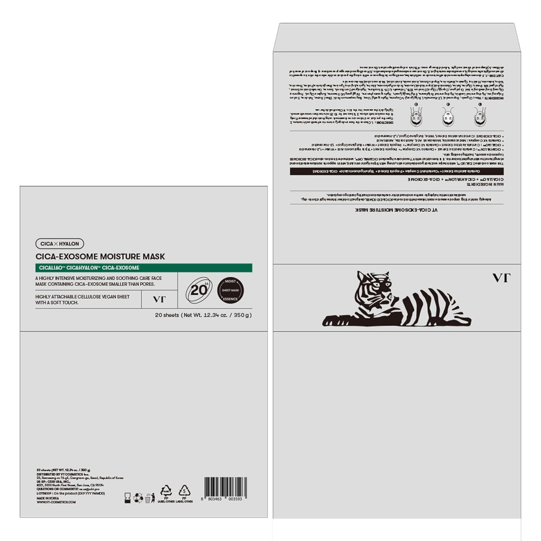 VT COSMETICS Cica-Exosome - Máscara de humedad de 20 hojas, centell...