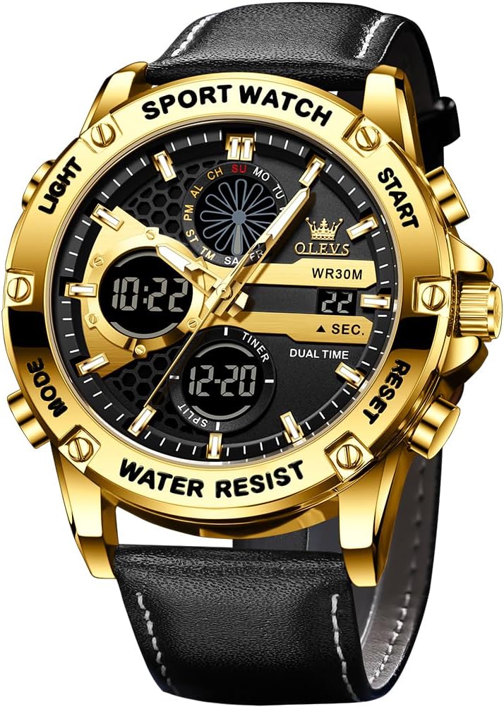 OLEVS Relojes para Hombre Moda Fecha Regalo Cronógrafo Reloj para Hombre Gran Negocio Digital Calendario Resistente al Agua Reloj de Muñeca para Hombre