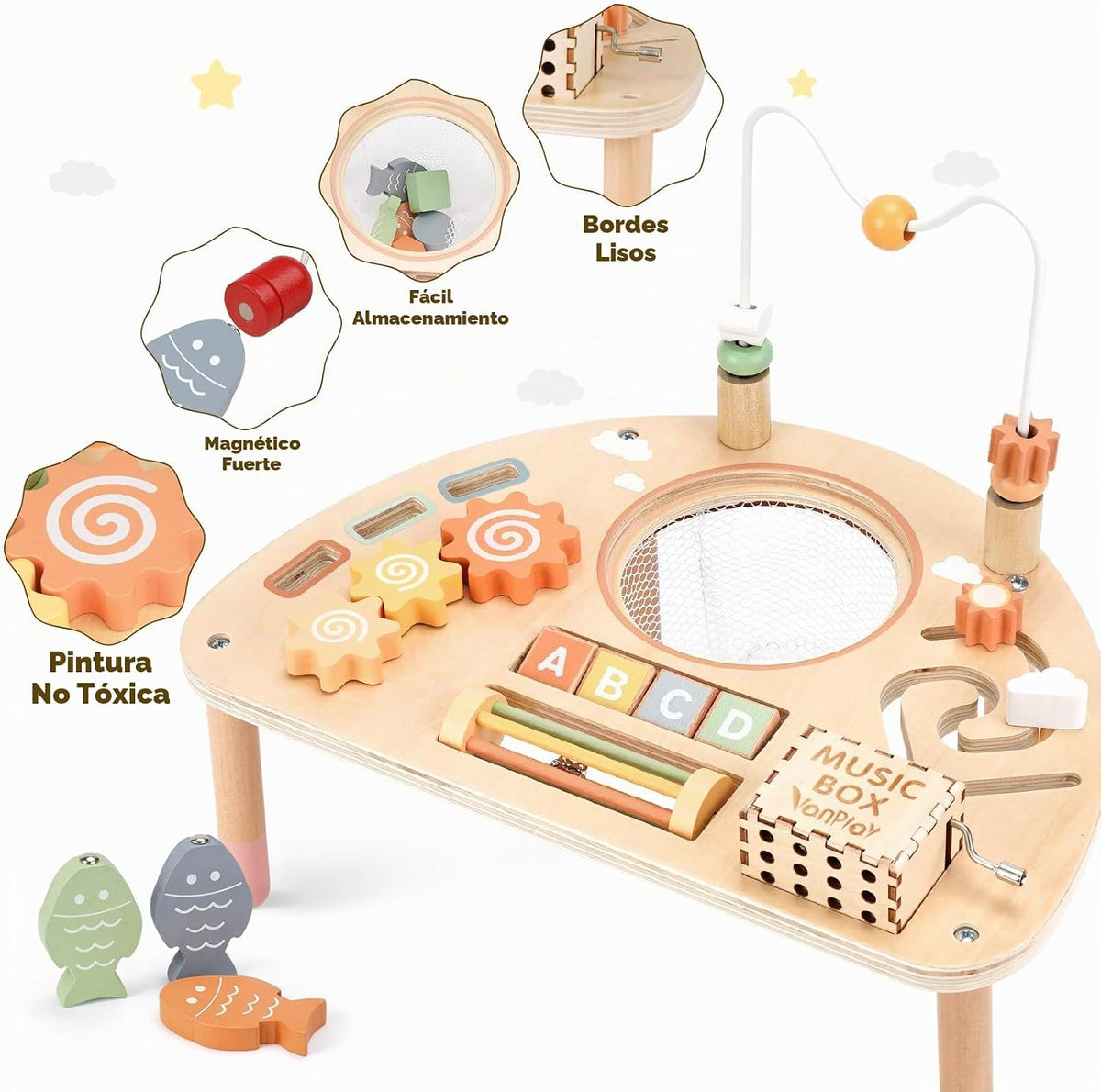 Mesa de Actividad para Niños de 1 Año, Juguetes Montessori para Niñas y Niños de 1 a 2 Años, Regalos, Mesa de Juego Sensorial de Madera 8 en 1 para Niños Pequeños de 1 a 3 Años, Juguetes Educativos
