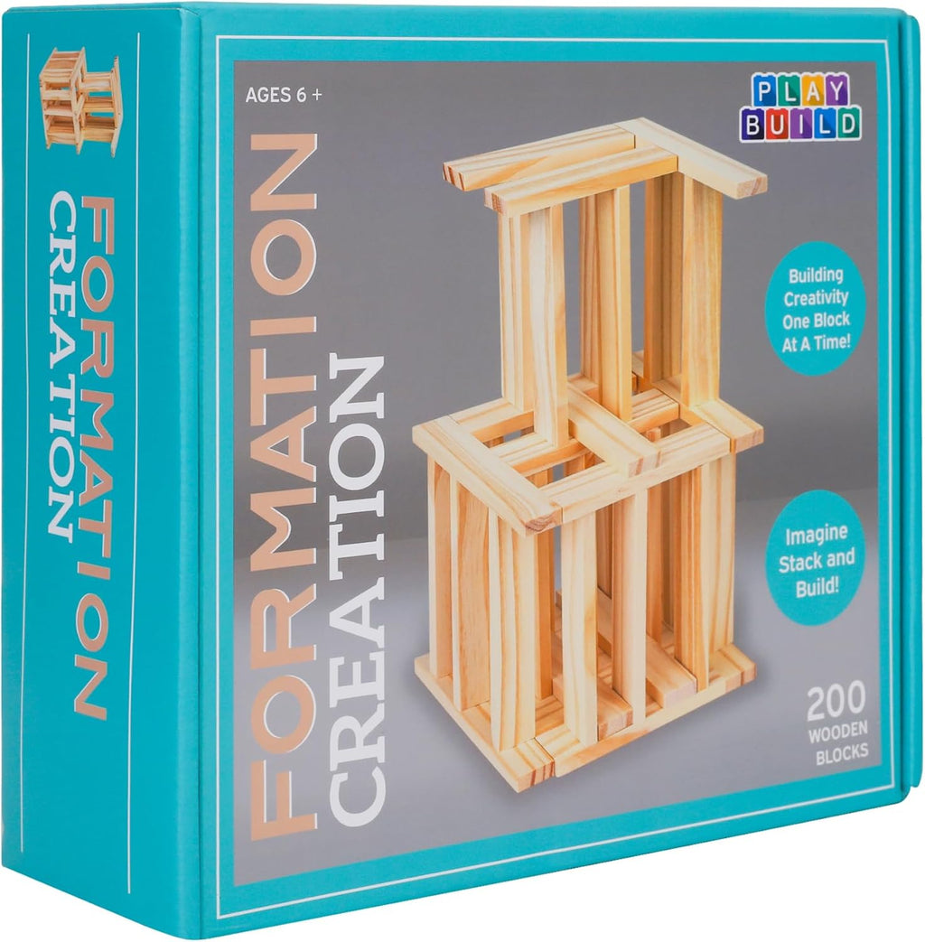Juego de bloques de construcción de madera, juguetes de construcción de bloques de tablones de 200 piezas, juguete educativo de madera STEM para niños y niños pequeños
