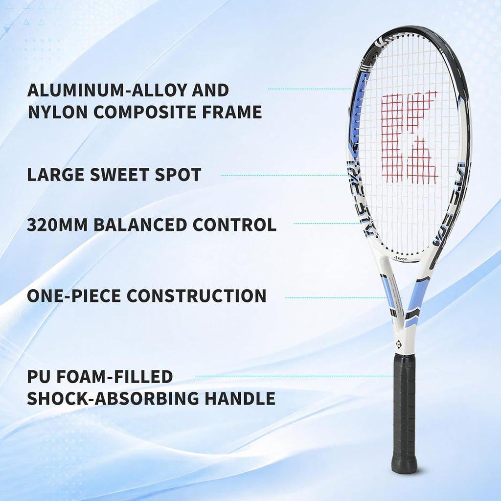 Juego de raqueta de tenis preencordada de 27 pulgadas con overgrips