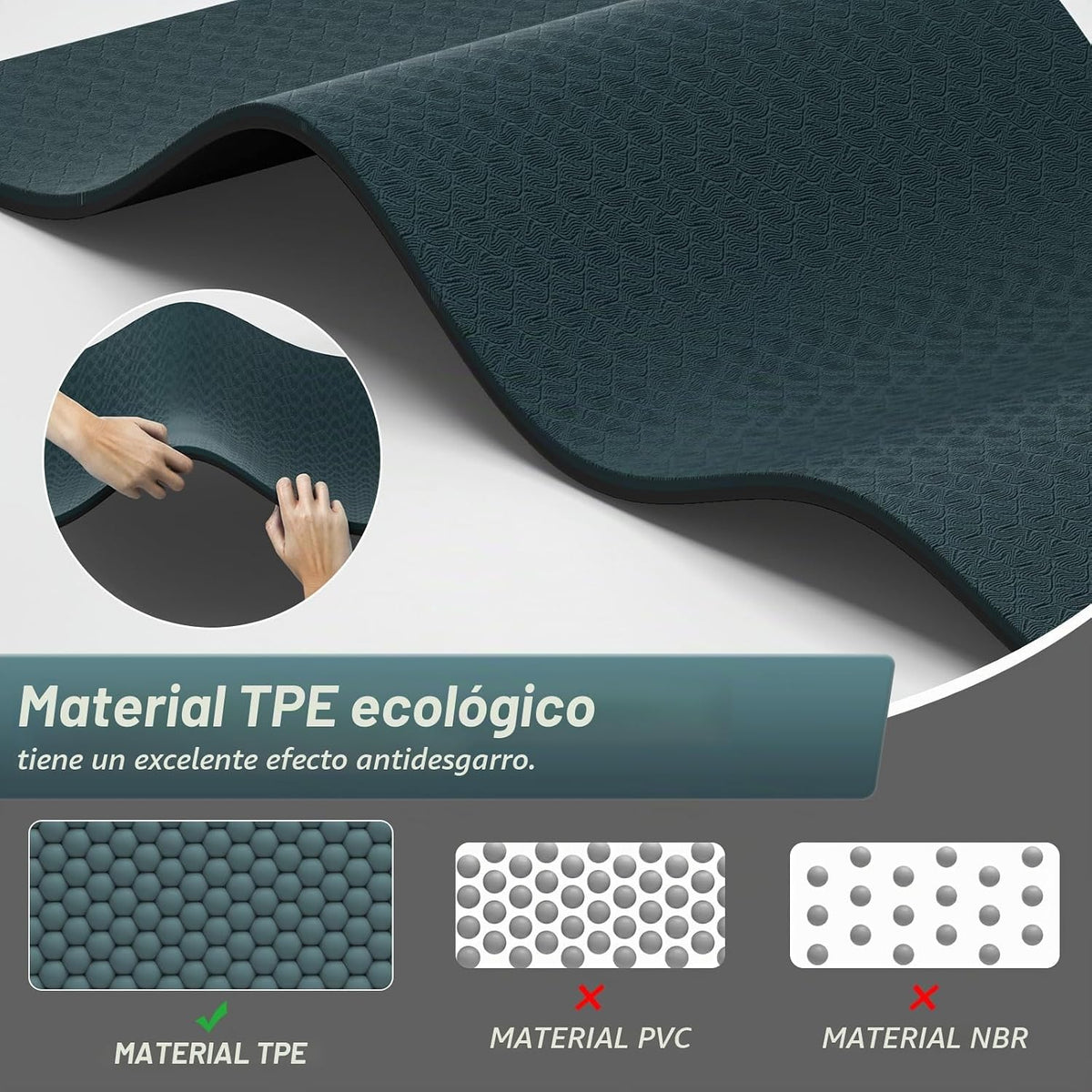 Tapete de yoga extra grueso de TPE de 0.47 pulgadas con correa, 72 pulgadas de largo x 24.8 pulgadas de ancho, antideslizante, para gimnasia, pilates, hogar, entrenamiento, gimnasio y fitness