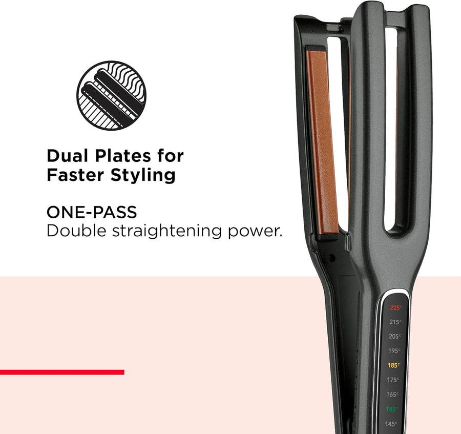 REVLON Plancha doble recta de cobre + cerámica de doble placa, cuat...