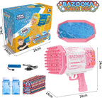 Bomoco Bubble Gun para Kids Light Up Bazooka Bubble Blaster, 69 Holes Pink