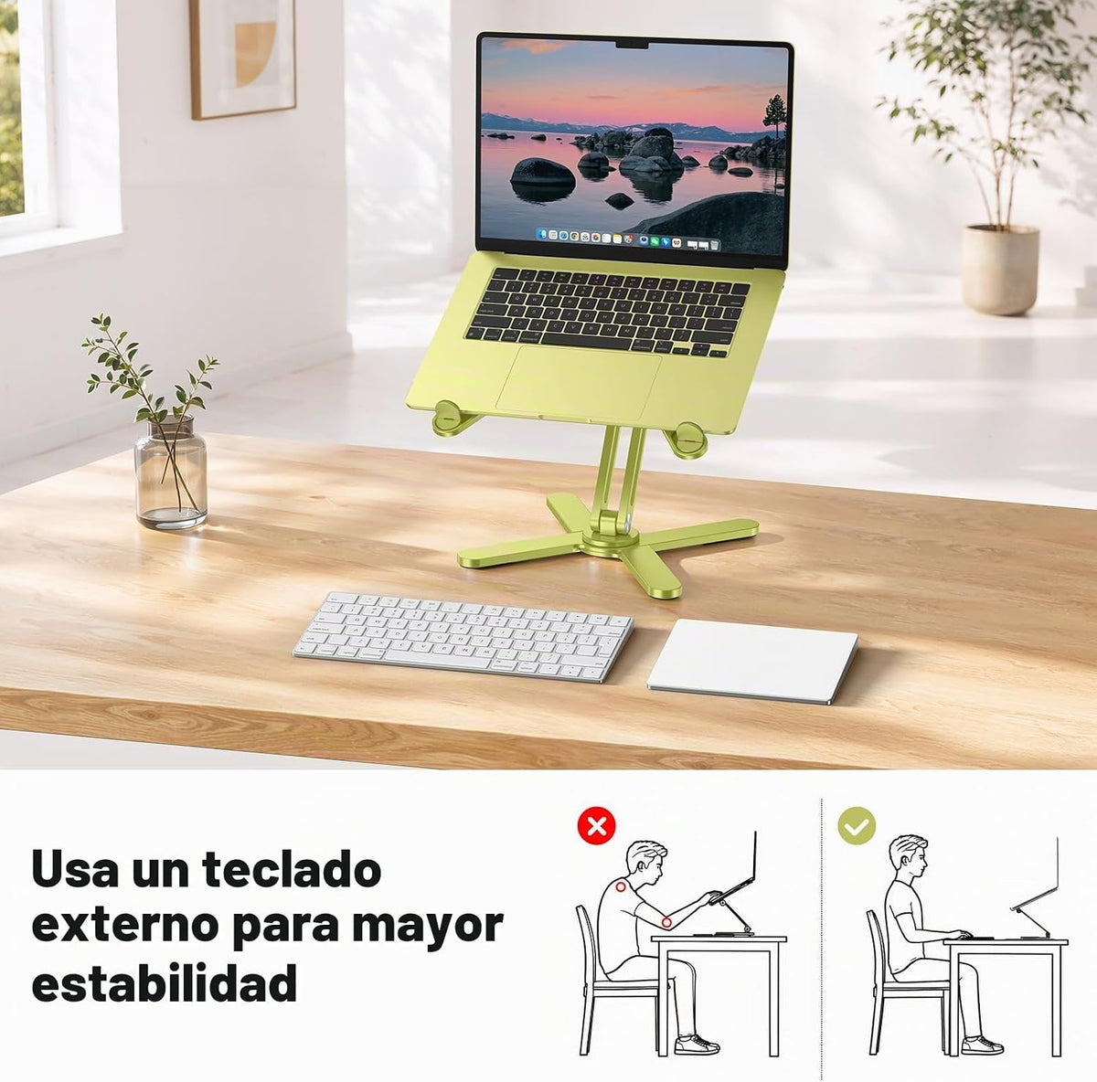 OMOTON Soporte elevador giratorio de 360° para computadora portátil...