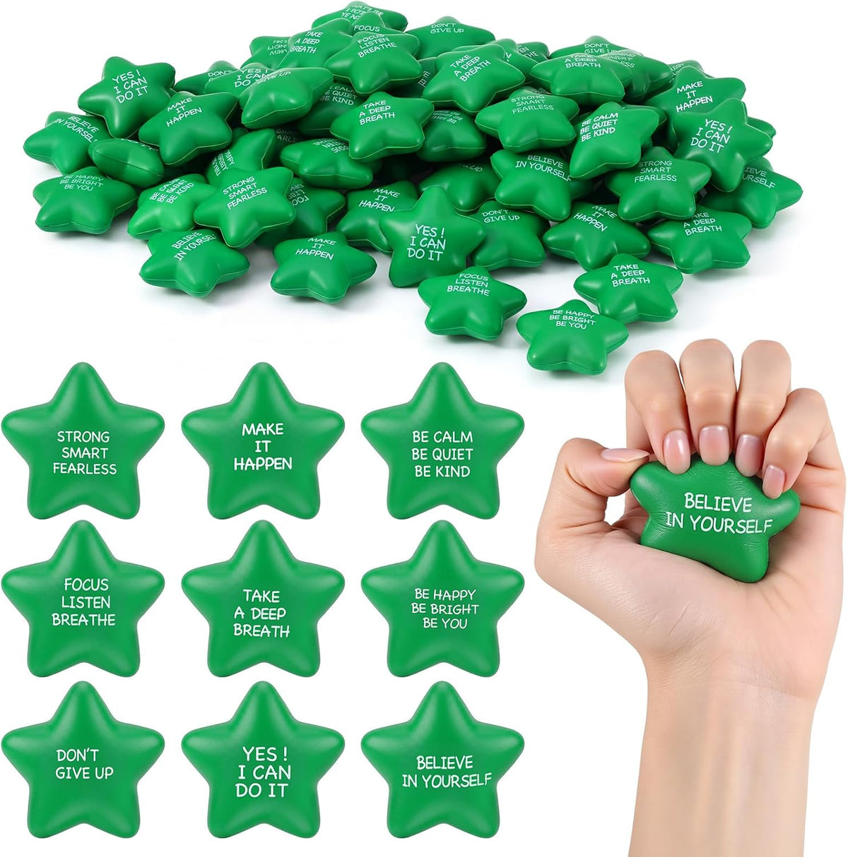 Shappy 72 piezas inspirador de juguete sensorial de estrella, verde