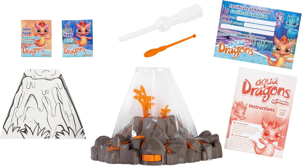 Animagic Aqua Dragons Volcano | Construye un ecosistema acuático, mira cómo las mascotas prehistóricas eclosionan y crecen | Kit de ciencia con tanque de luz LED | Incluye dragones acuáticos rojos exclusivos | A partir de 6 años