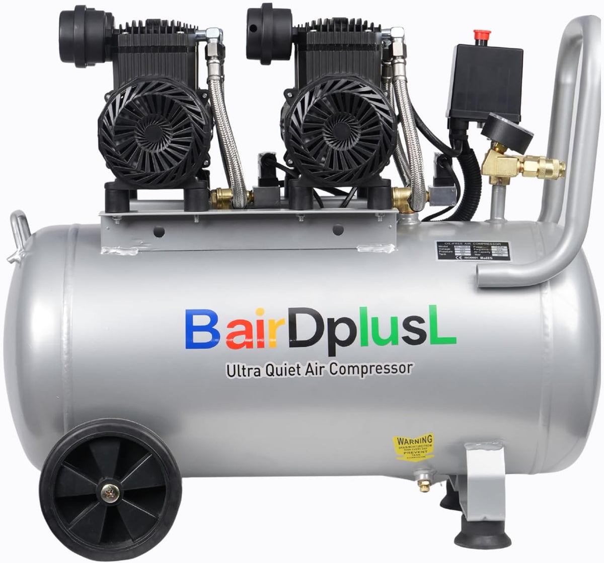 BairDplusL Compresor de aire ultra silencioso de 14.5 galones, 110...