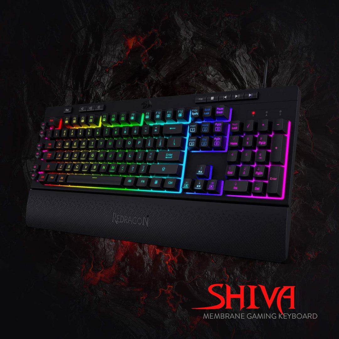Redragon K512 Shiva RGB - Teclado para videojuegos con membrana ret...