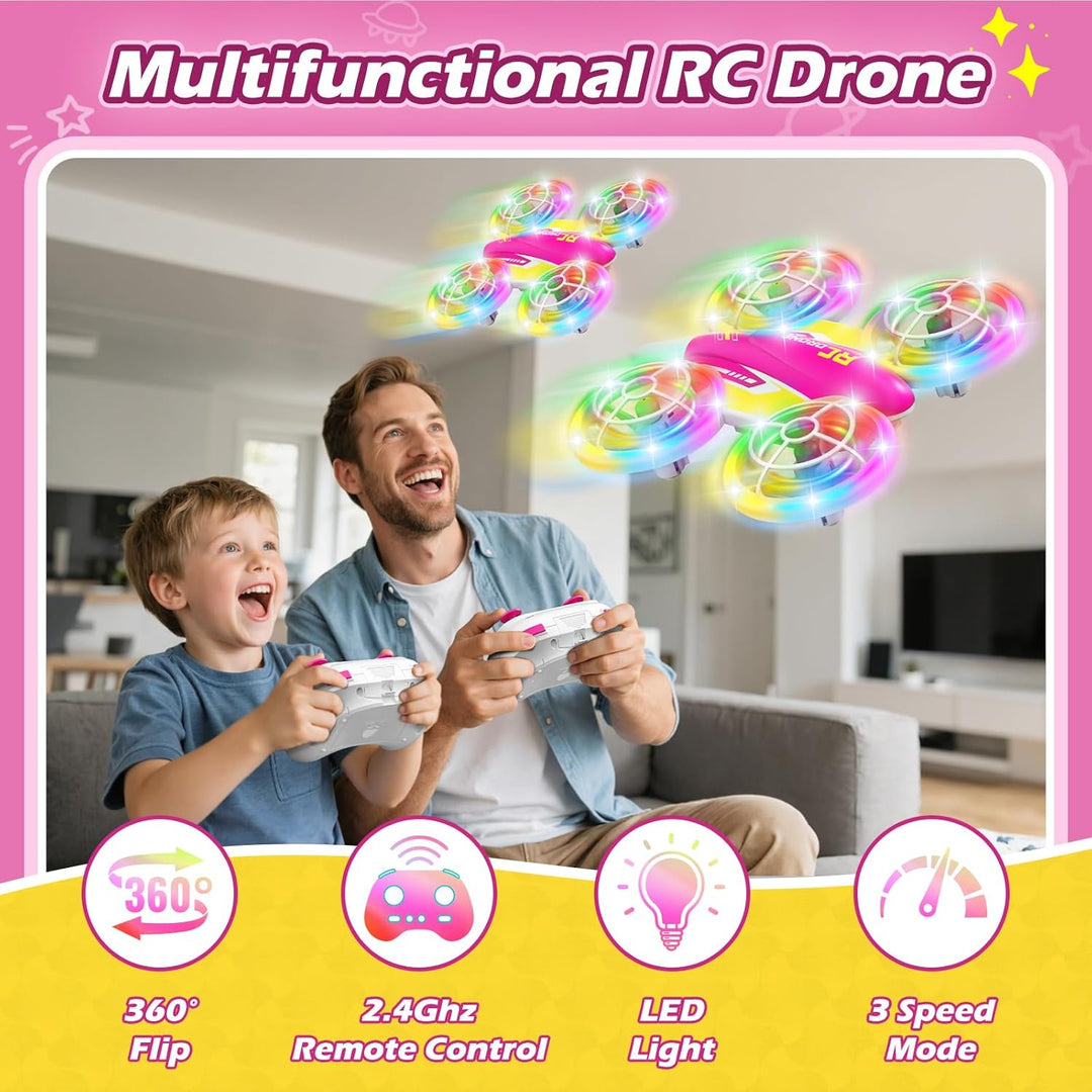 FUNPX Dron LED RC para niños de 6 años en adelante, regalo de Navid...
