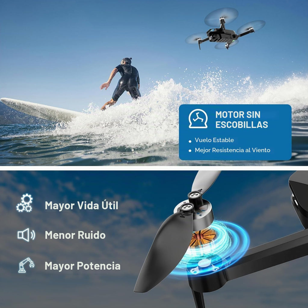 Drone 2K con cámara para adultos y principiantes, mini dron con 2 baterías