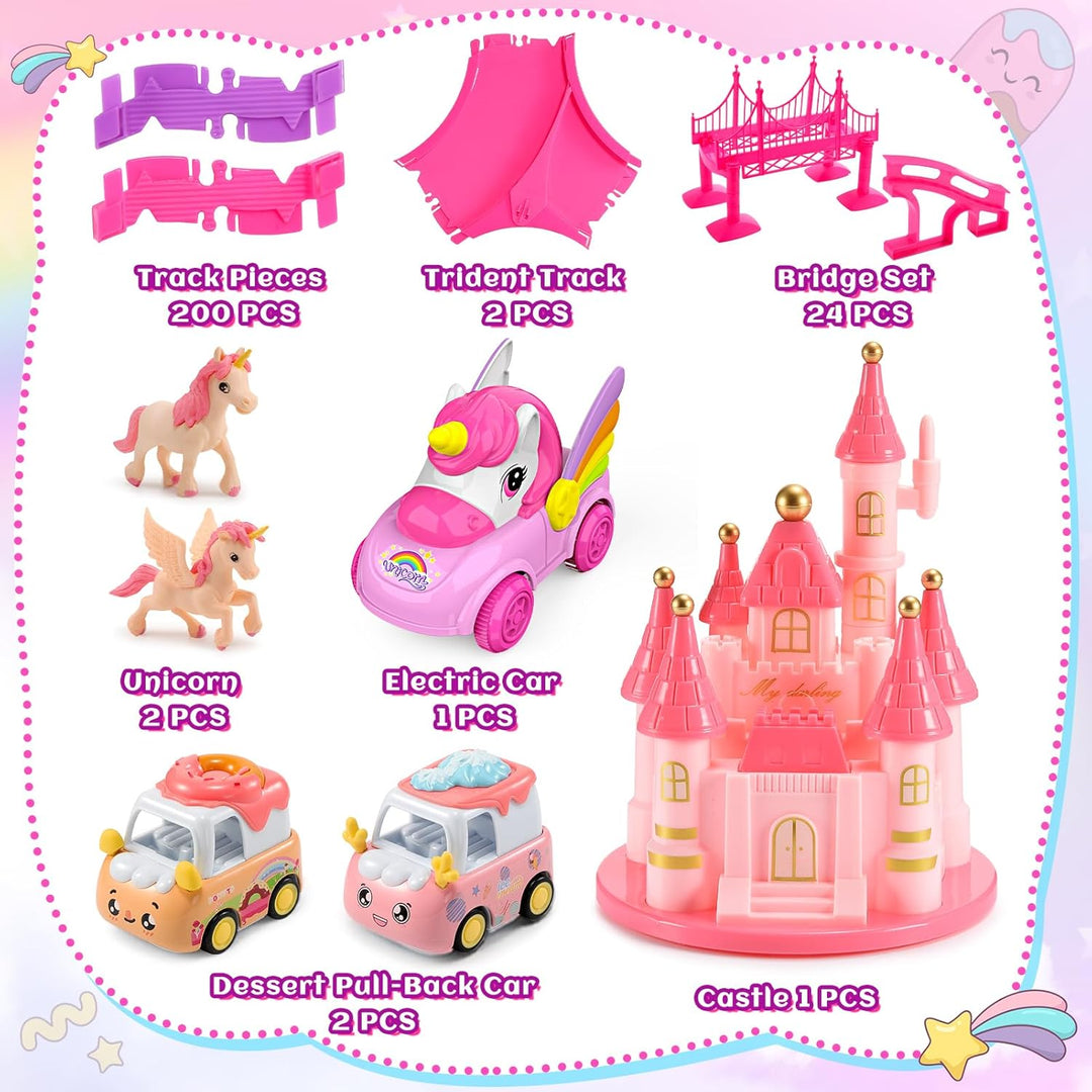 Aetyni - Pista de coches de unicornio para niñas de 4 a 6 años: 232...