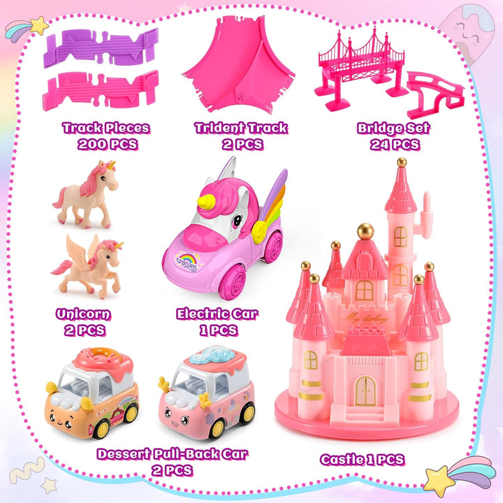 Aetyni - Pista de coches de unicornio para niñas de 4 a 6 años: 232...