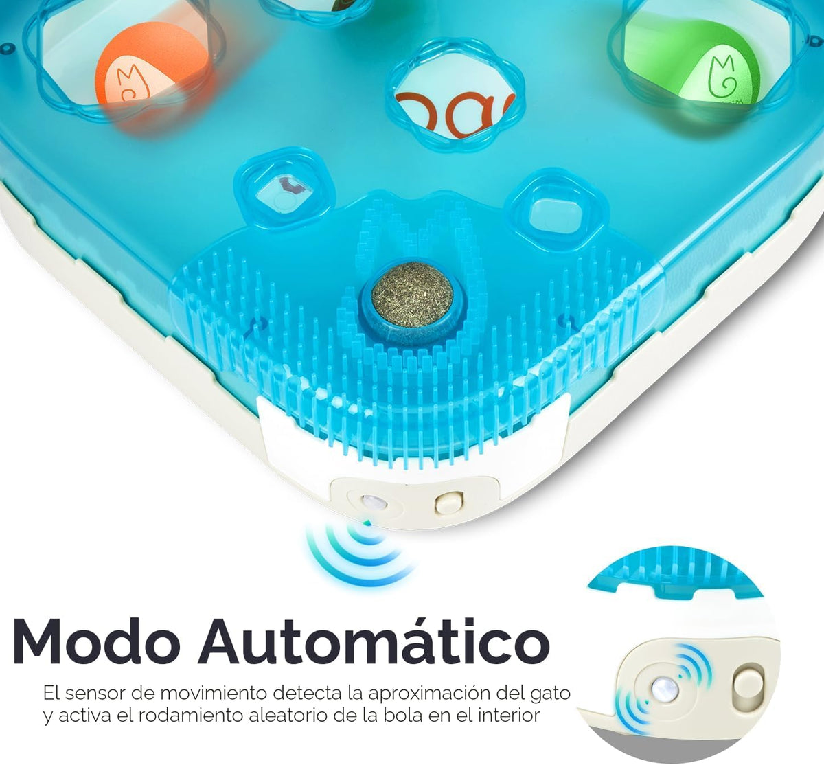 Migipaws Juguete Interactivo 7 en 1 para Gatos Activado por Movimiento Conjunto de Juego para Interiores con Pelota de Gato de Rebote Automático Pop, Varita de Árbol de Palmera con Plumas, Pelota de
