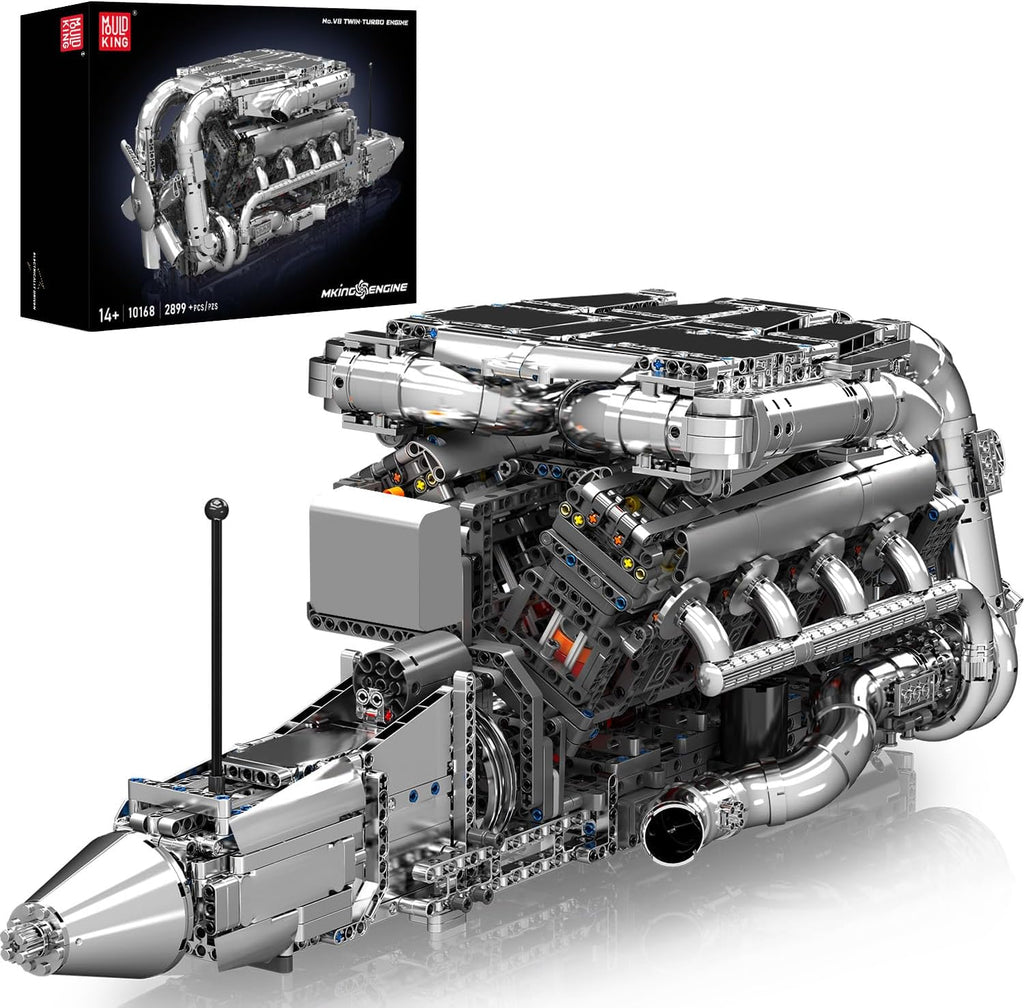 Mould King V8 Kit de modelo de motor turbo doble que funciona – Más de 2899 piezas, construye tu propio kit de motor de modelo visible para adultos con motor y batería, bloques de construcción para adultos, juguetes de construcción STEM de bricolaje