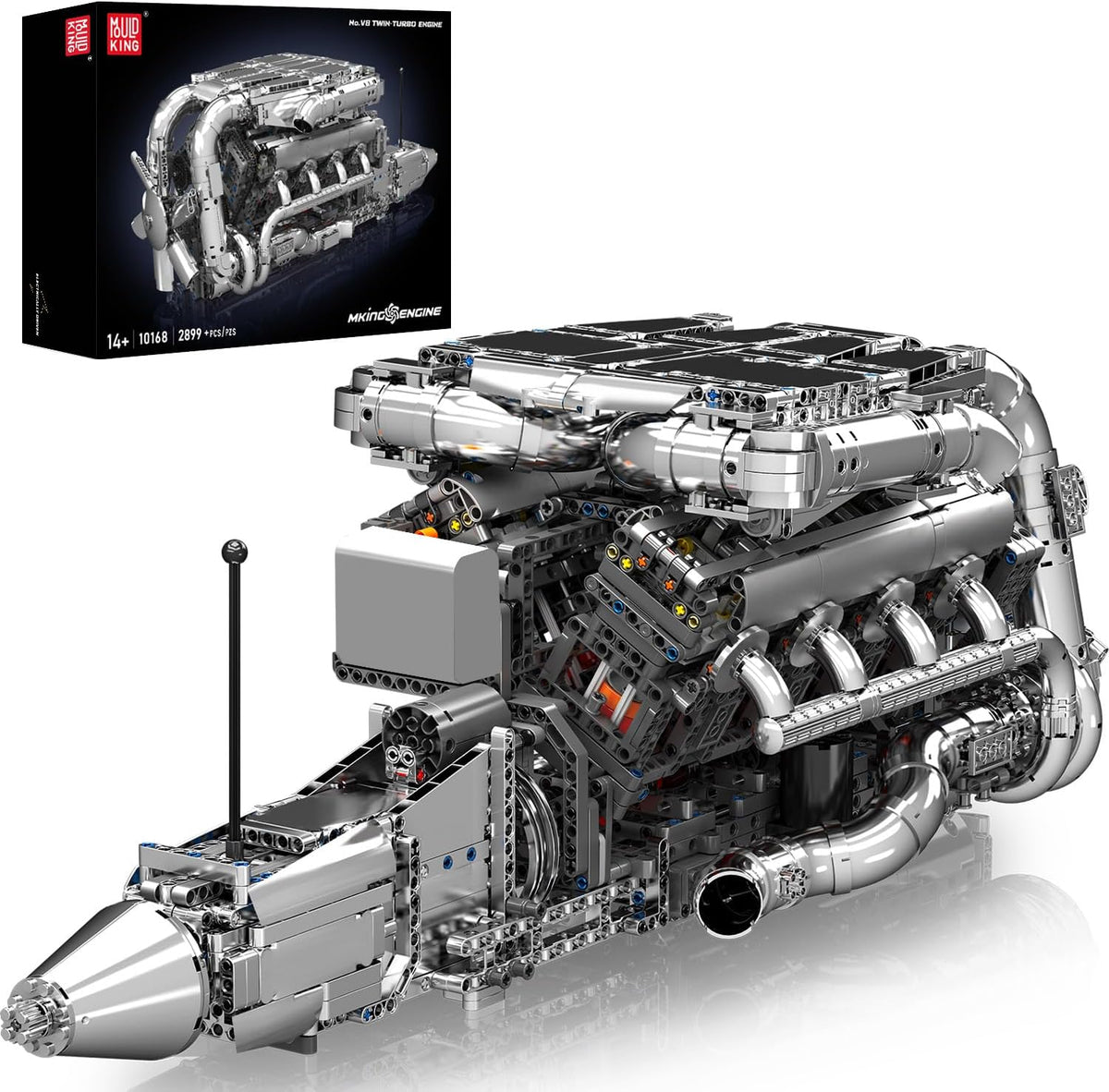 Mould King V8 Kit de modelo de motor turbo doble que funciona – Más de 2899 piezas, construye tu propio kit de motor de modelo visible para adultos con motor y batería, bloques de construcción para adultos, juguetes de construcción STEM de bricolaje