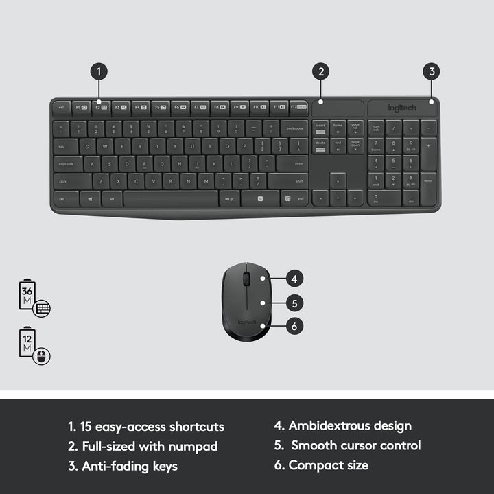 Logitech Teclado y mouse inalámbrico MK235