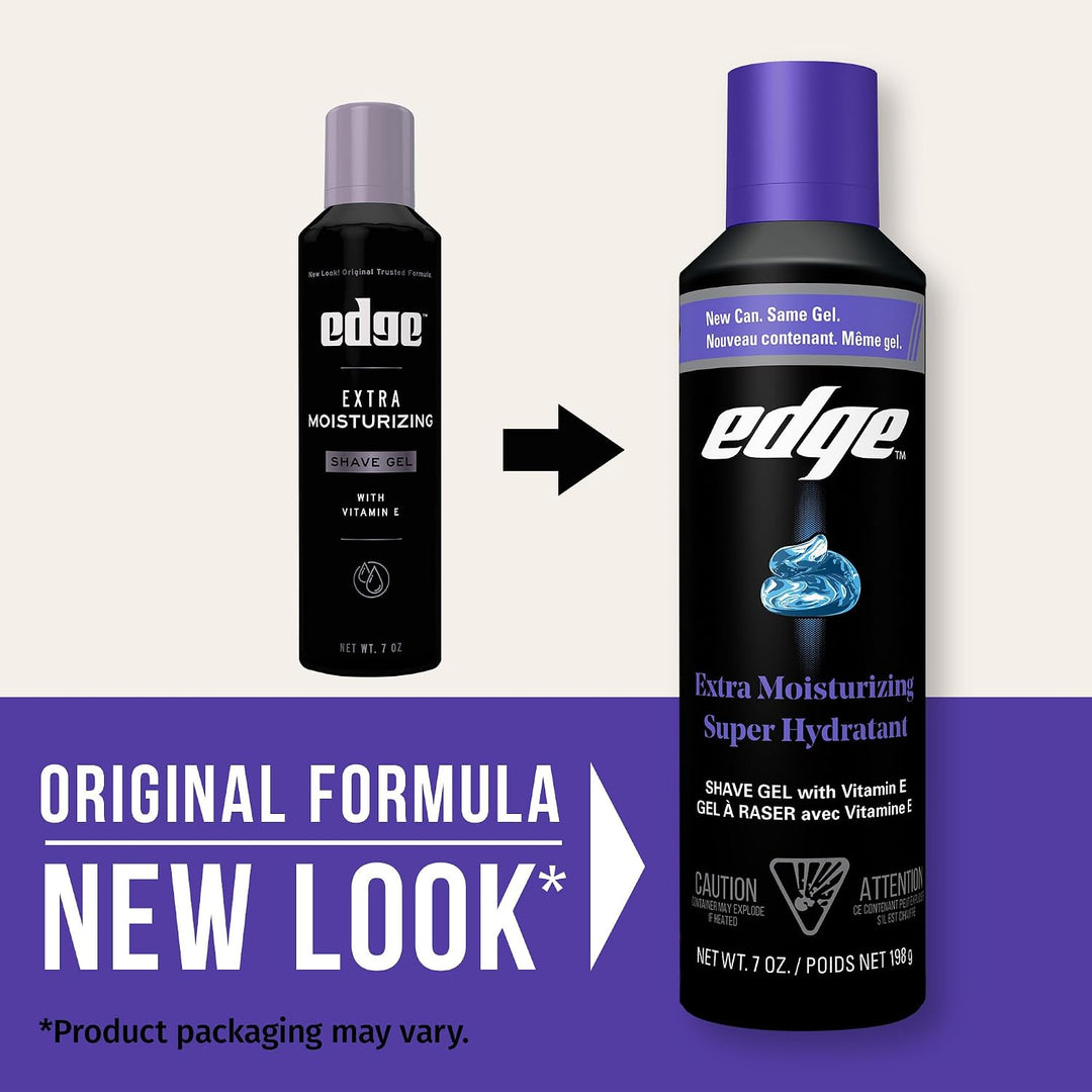 Edge Gel de afeitado para hombres, extra hidratante con vitamina E,...