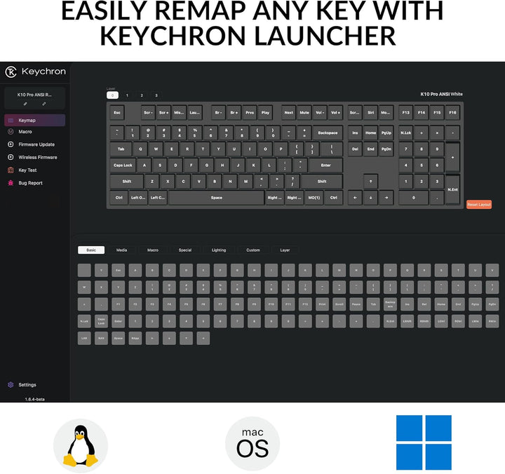 Keychron K10 Pro Teclado mecánico inalámbrico personalizado, Blueto...
