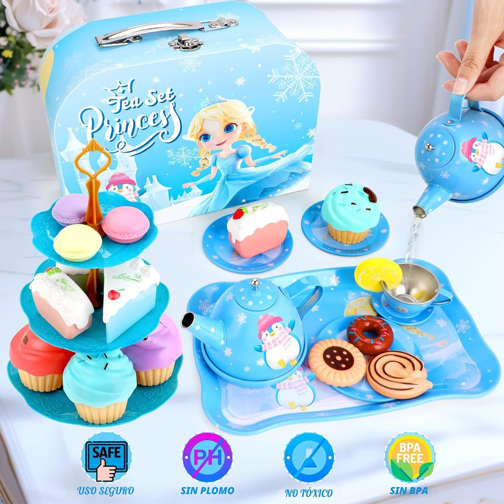 INNOCHEER - Juego de fiesta de té para niñas pequeñas de 3, 4, 5, 6, 7, 8