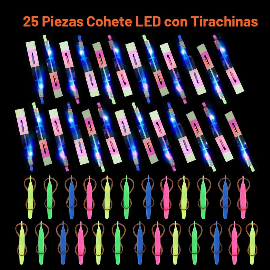 lpvoqpth Juego de 25 juegos de LED voladores, 25 tirachinas + 25 he...