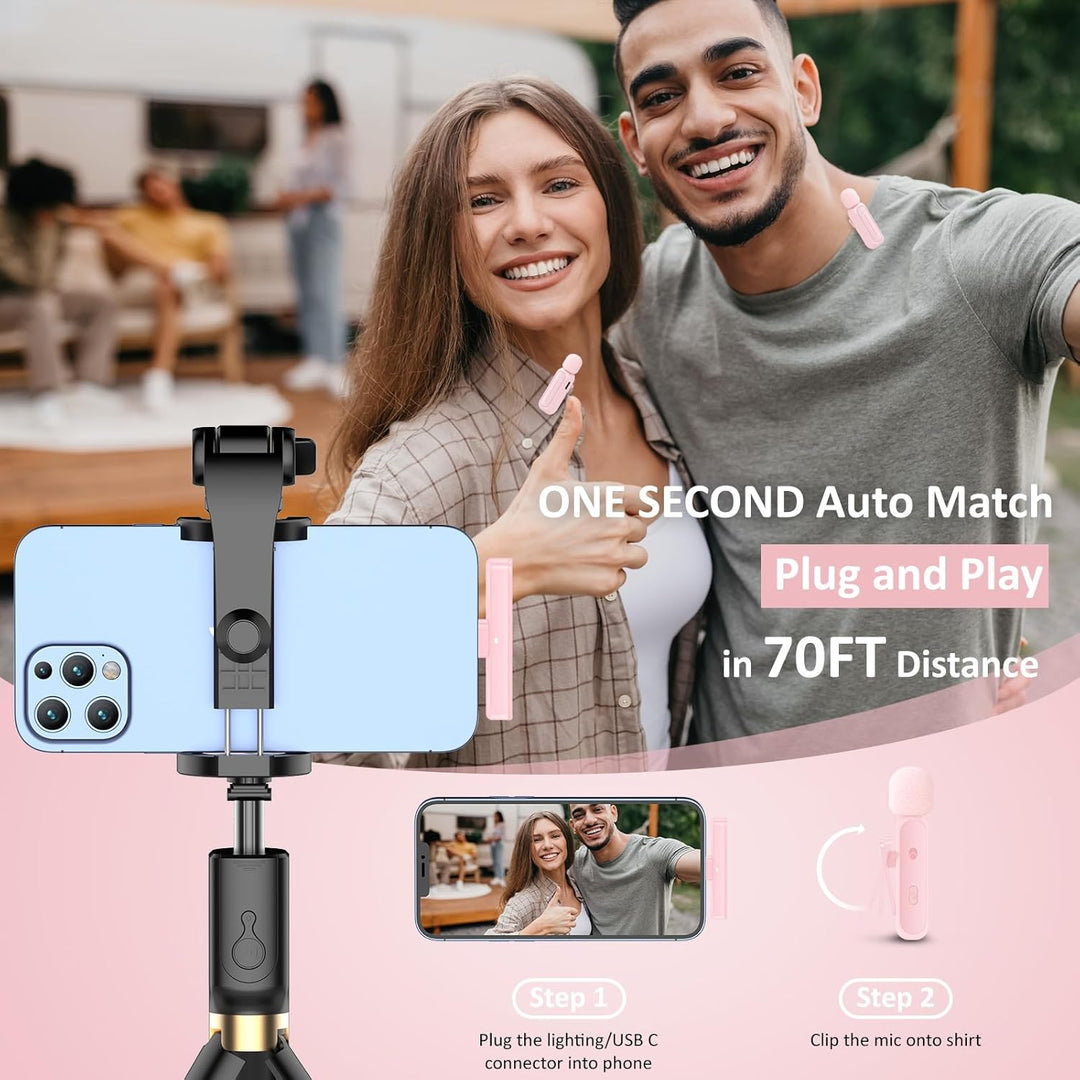 Ecomxia Paquete de 2 Micrófonos Lavalier Inalámbricos para iPhone i...