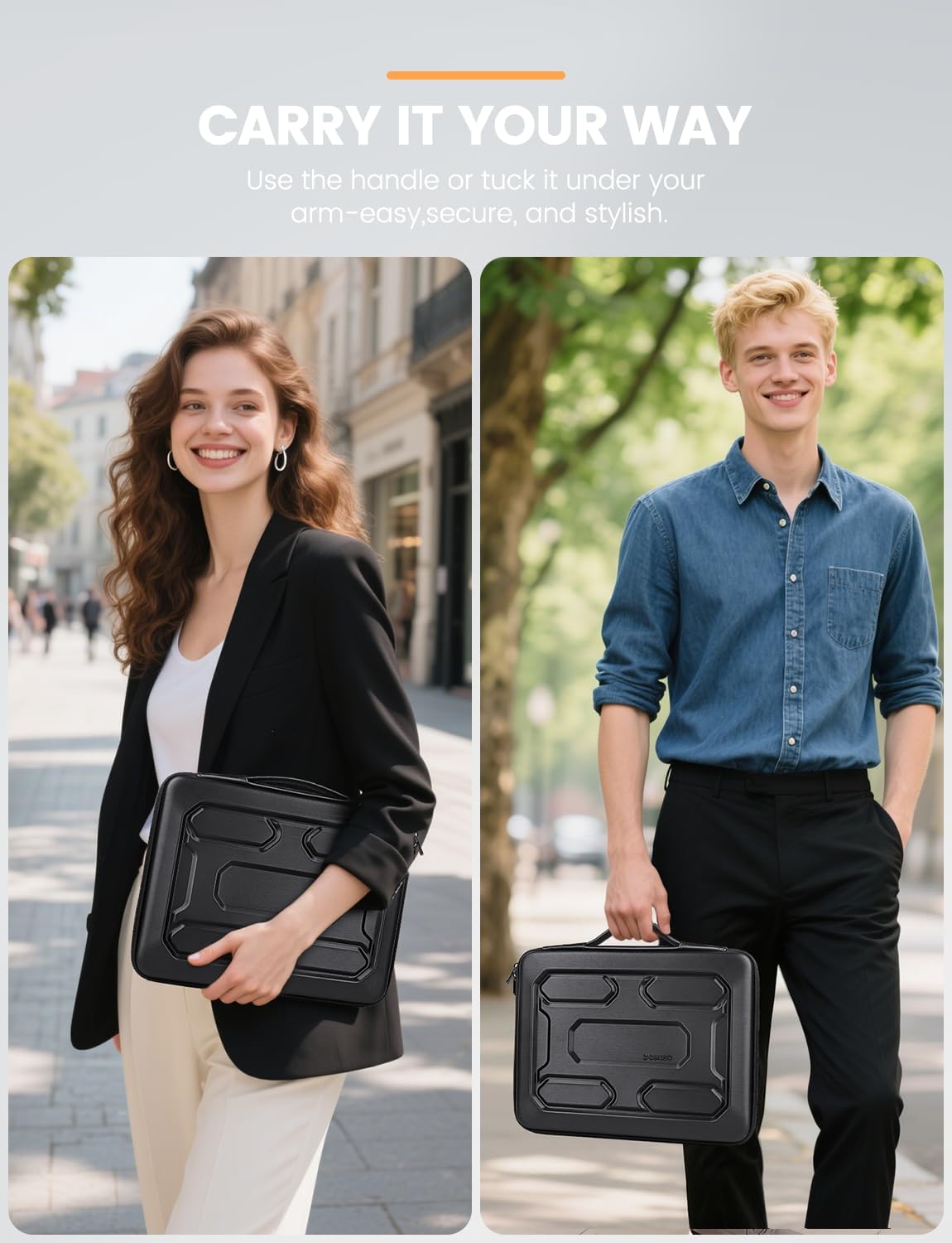 DOMISO Funda para laptop de 17 pulgadas con asa, bolsa para computadora a prueba de golpes, funda protectora de transporte impermeable de EVA para 17.3" MSI GS73VR Stealth Pro/HP Envy 17/LG Gram 17